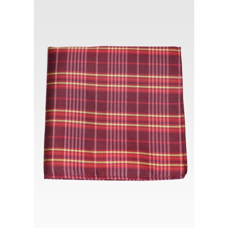 Tartan Check Hanky in Cherry and Gold