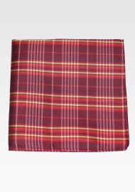 Tartan Check Hanky in Cherry and Gold
