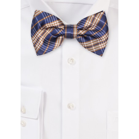 Checkered Bowtie in Navy and Gold