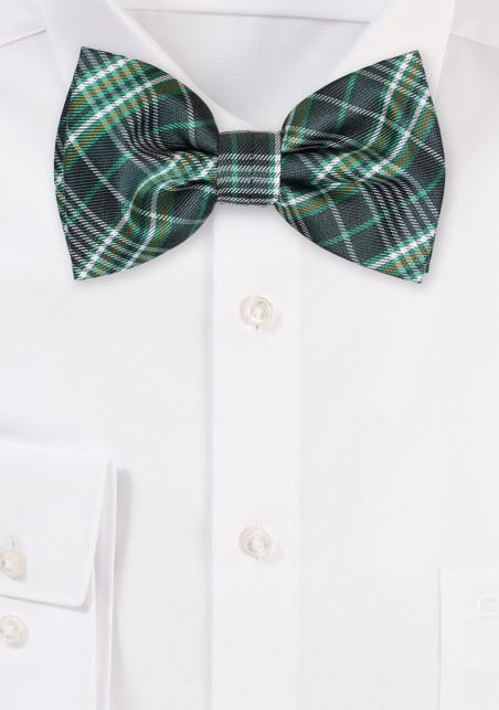 Dark Green and White Plaid Bowtie
