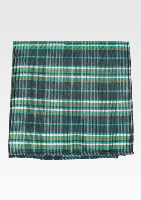 Clover Green Tartan Check Pocket Square