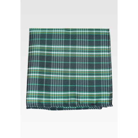 Clover Green Tartan Check Pocket Square
