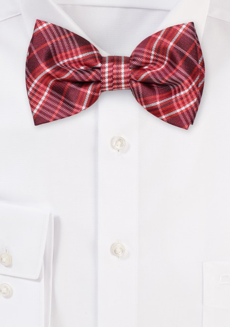 Cherry and White Tartan Bowtie