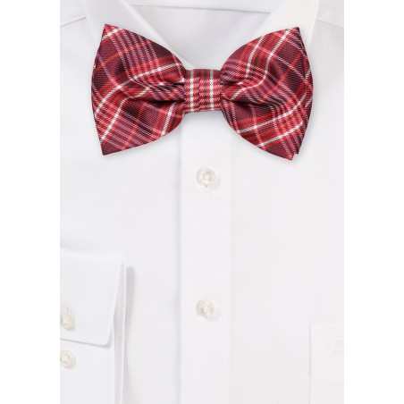 Cherry and White Tartan Bowtie
