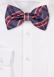 Navy and Red Tartan Check Bowtie