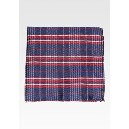 Twilight Blue and Red Plaid Pocket Square