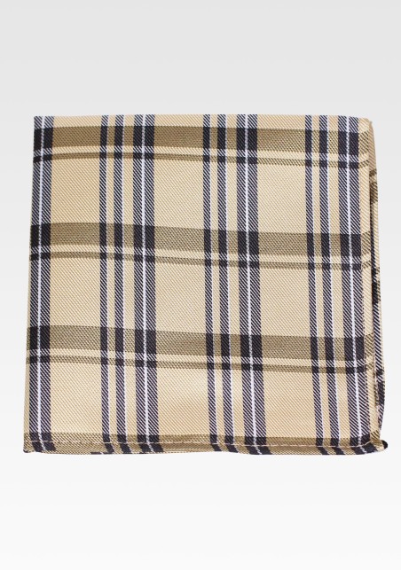 Mustard Yellow Checkered Pocket Square