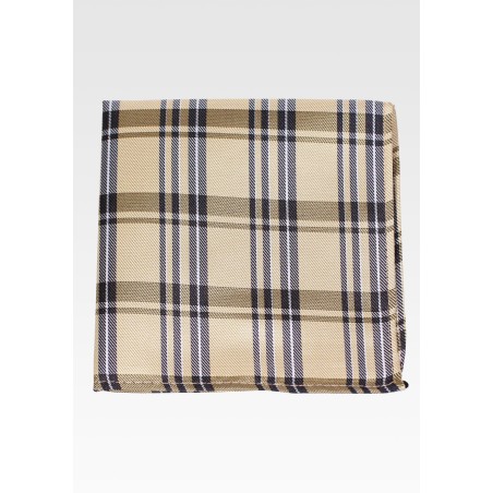Mustard Yellow Checkered Pocket Square