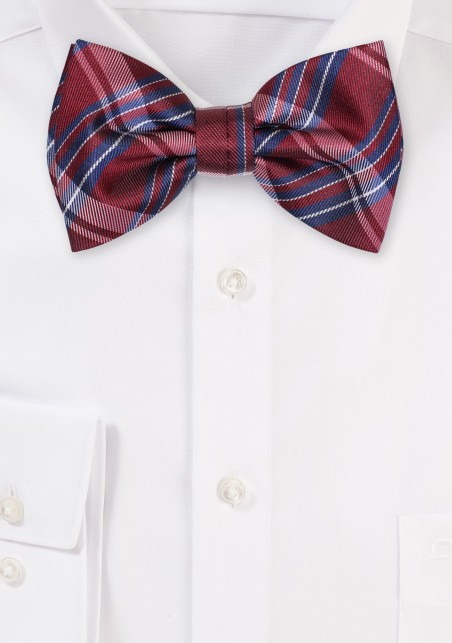 Wine Red Tartan Bowtie