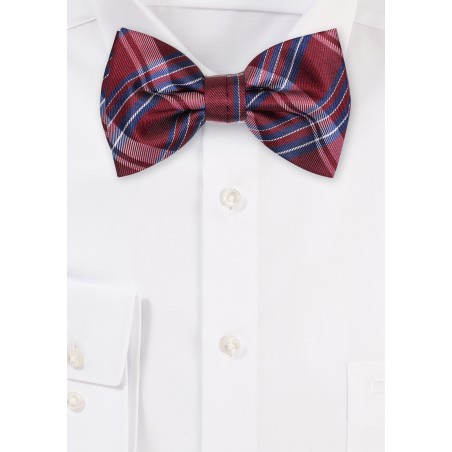 Wine Red Tartan Bowtie