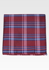 Wine Red Checkered Pocket Square