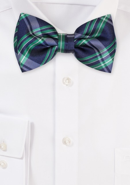 Navy and Green Checkered Bowtie