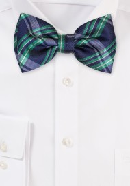 Navy and Green Checkered Bowtie