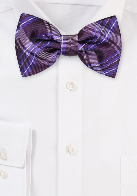 Plum Tartan Plaid Bow Tie