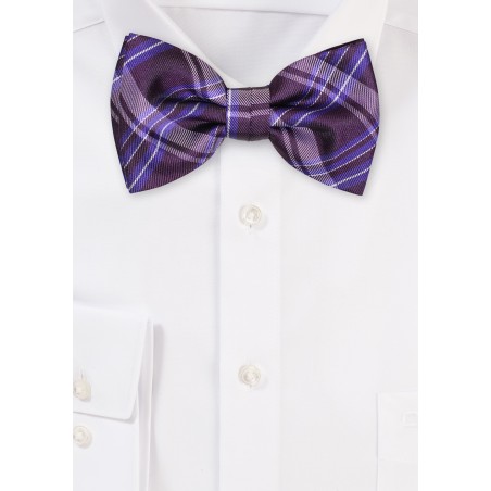 Plum Tartan Plaid Bow Tie