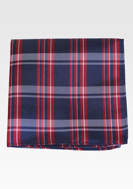 Midnight and Red Tartan Check Pocket Square