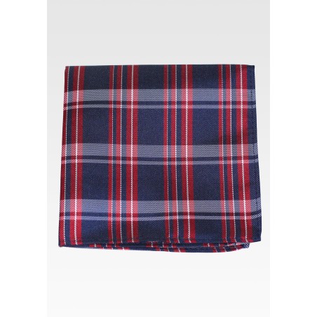 Midnight and Red Tartan Check Pocket Square