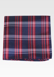 Midnight and Red Tartan Check Pocket Square