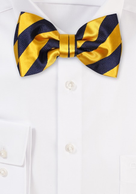Striped Bowtie in Navy and Golden