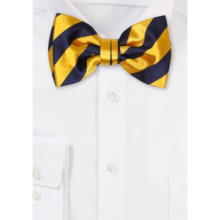 Striped Bowtie in Navy and Golden