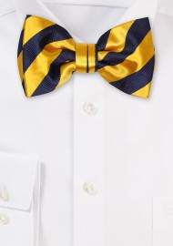 Striped Bowtie in Navy and Golden