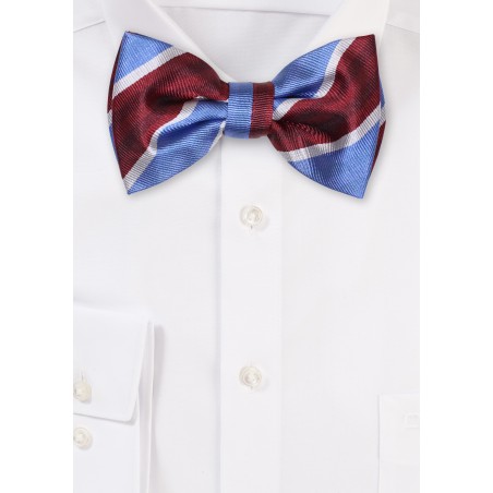 Lilac and Wine Striped Bowtie
