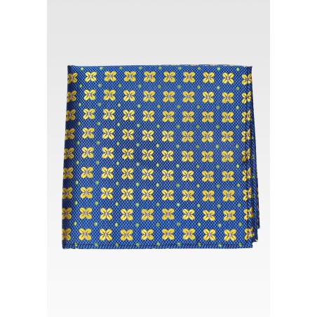 Royal and Orange Floral Pocket Square
