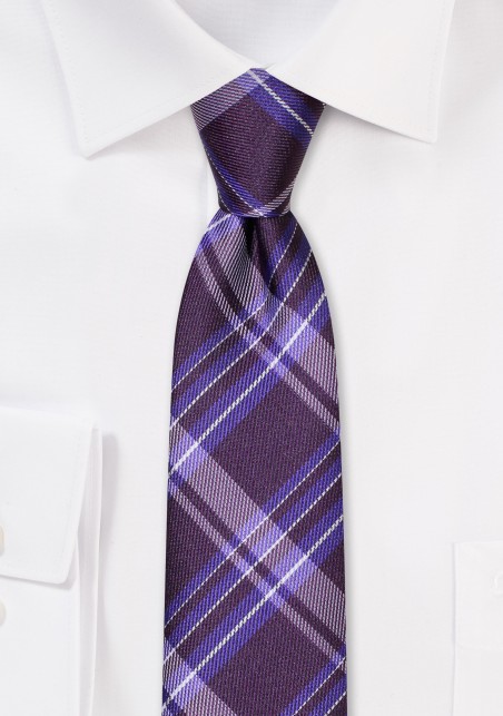 Plum Purple Skinny Tartan Tie