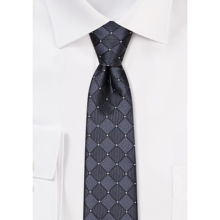 Black Skinny Tie with Checks