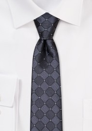 Black Skinny Tie with Checks