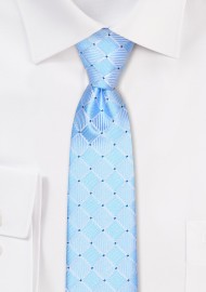Sky Blue Skinny Tie with Checks