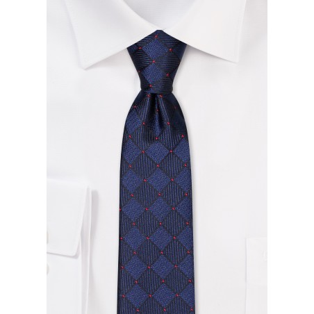 Royal Blue Checkered Skinny Tie