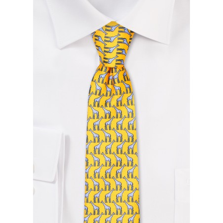 Skinny Mens Tie with Giraffe Print