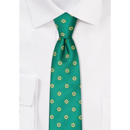 Kelly Green Skinny Floral Tie