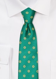 Kelly Green Skinny Floral Tie