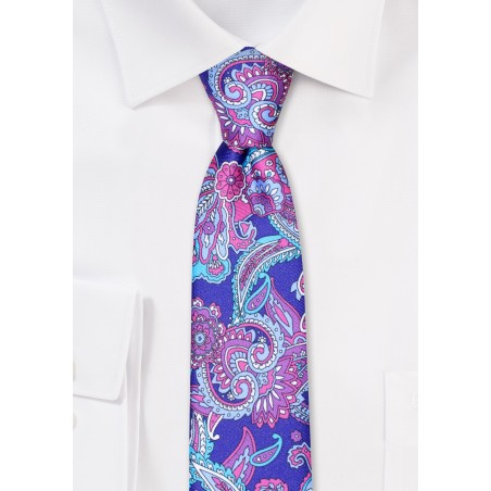 Bright Purple Paisley Skinny Tie