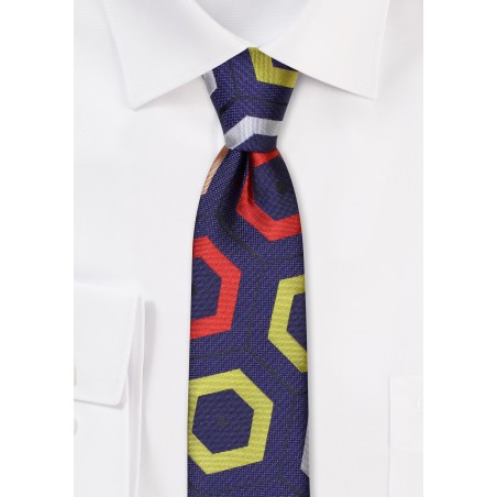 Bold Geometric Design Skinny Tie