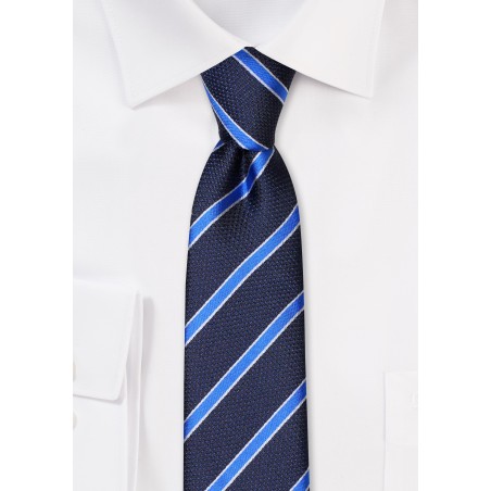 Blue Striped Skinny Necktie