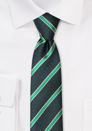 Striped Skinny Tie in Dark Green