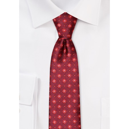 Cherry Floral Tie in Skinny Width