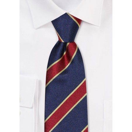 XL Striped Regimental Tie in Navy and Crimson