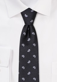 Black Skinny Paisley Tie
