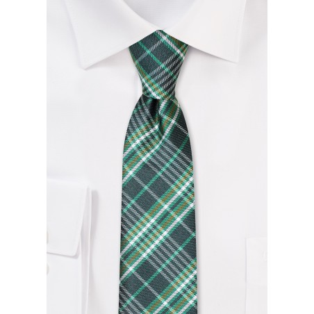Skinny Tartan Tie in Dark Green