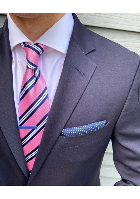 Bright Pink, Blue, and White Striped Tie