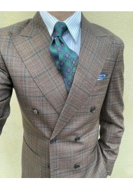 Medallion Weave Designer Tie Green and Blue