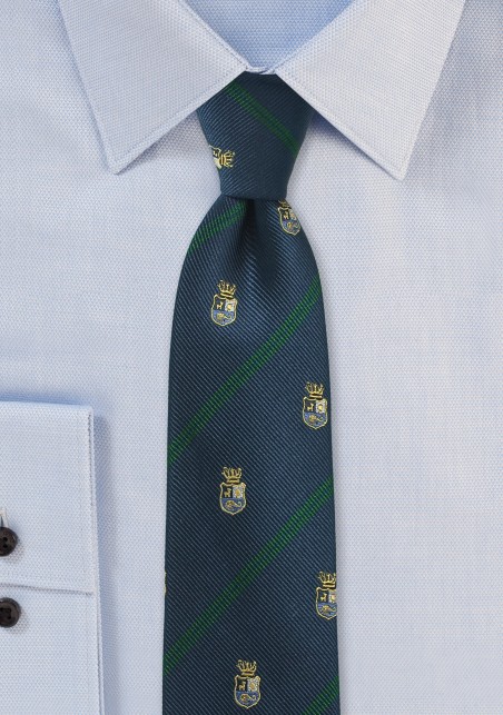 Green Striped Skinny Regimental Tie