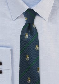 Green Striped Skinny Regimental Tie