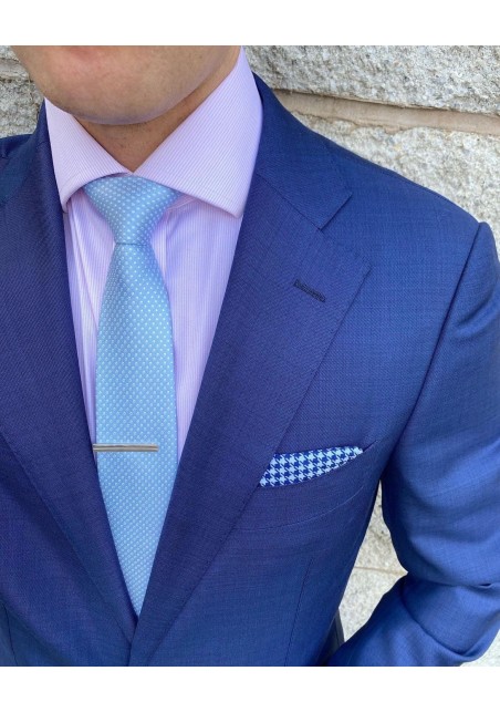 Dusty Blue Pin Dot Tie - Baby Blue Periwinkle