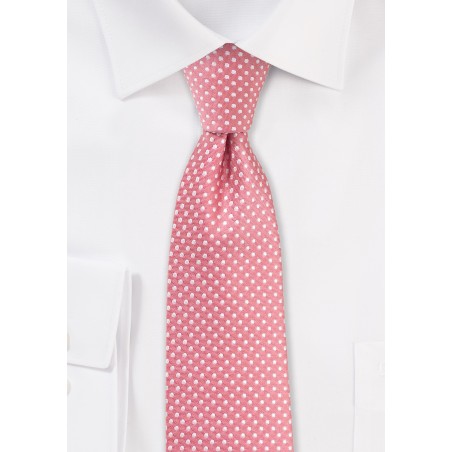 Light Coral Pink Pin Dot Tie