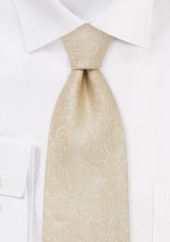 Paisley designer necktie -  Light tan colored silk tie with paisley pattern